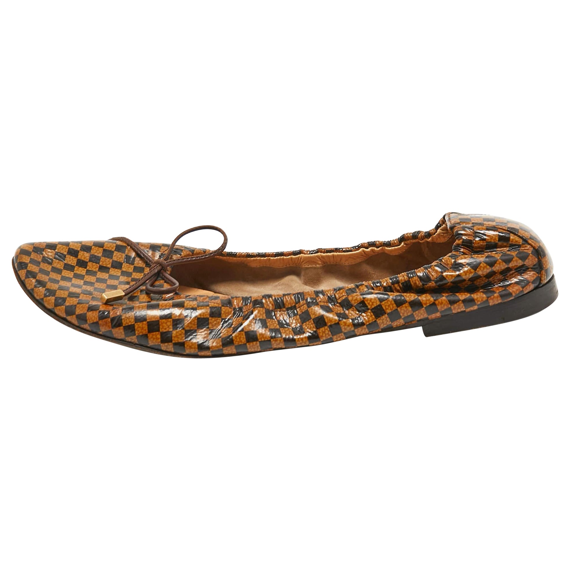 Louis Vuitton Brown Coated Canvas, Ballet Flats Size 37 For Sale