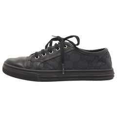 Gucci Black Canvas and Leather GG Low Top Sneakers Size 36
