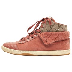 Zapatillas altas de piel y ante rosa Gucci talla 38