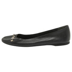 Balenciaga Black Leather Studded Ballet Flats Size 40