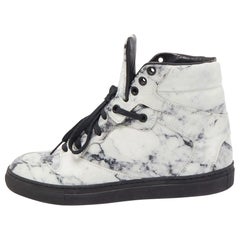 Balenciaga Grey/Black Leather High Top Sneakers Size 38