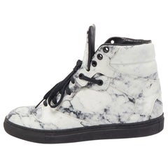 Balenciaga Grau/Schwarze Leder High Top Turnschuhe Größe 38