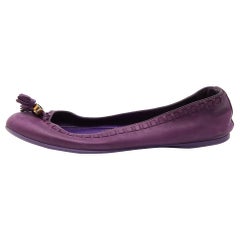 Gucci Purple Leather Tassel Ballet Flats Size 35