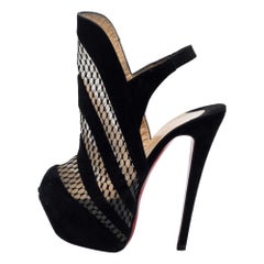 Christian Louboutin Botines de plataforma Guizi de ante negro y malla Talla 38