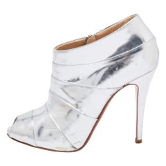 Christian Louboutin Silver Leather Booties Size 39