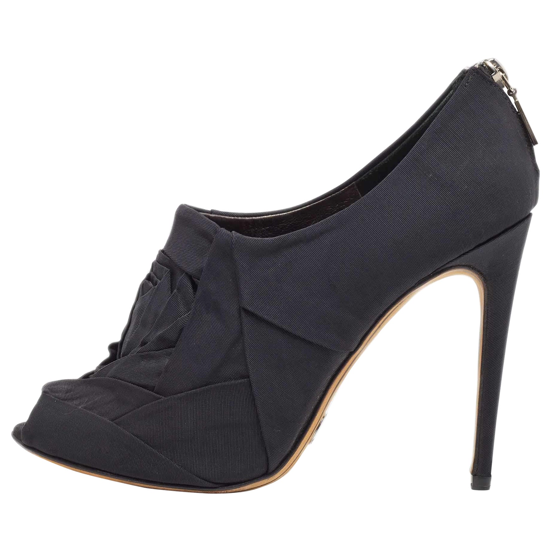 Dolce & Gabbana Negro Grosgrain Peep Toe Botines Talla 40