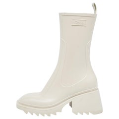 Chloé Cream Rubber Iuhnr Ankle Boots Size 36