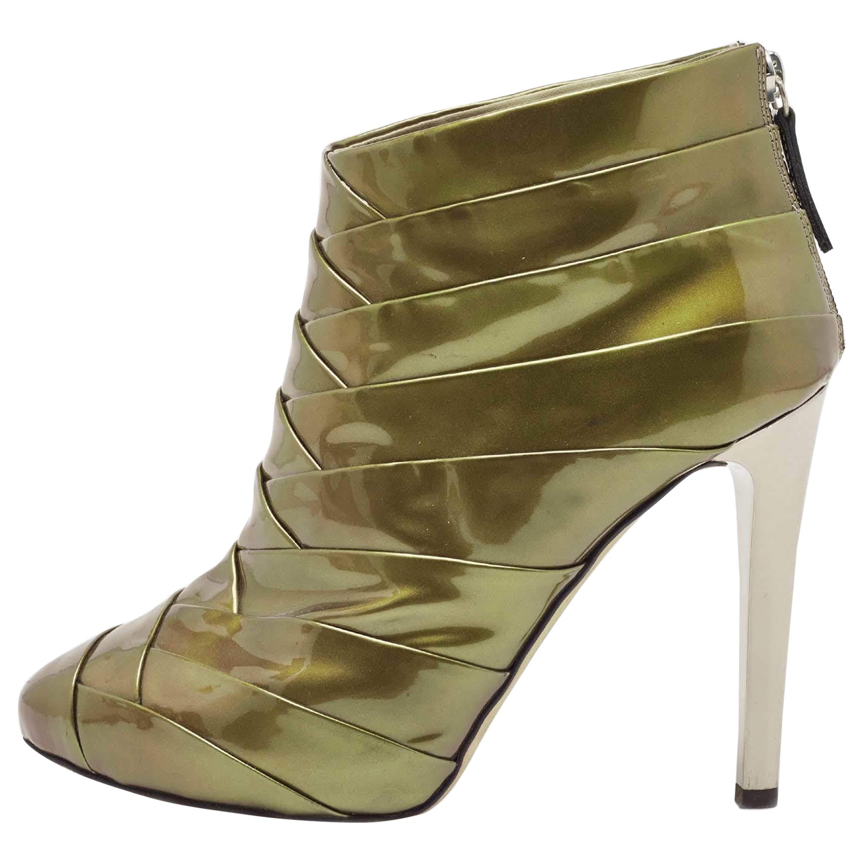 Bottines Giuseppe Zanotti en cuir verni vert olive taille 38