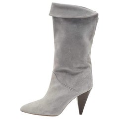 Isabel Marant Blue Suede Midcalf Boots Size 38