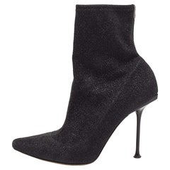 Sergio Rossi Botines con puntera en tejido de lurex negro Talla 41