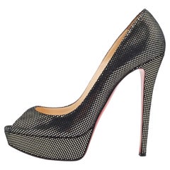 Christian Louboutin Two Tone Laminated Suede Lady Peep Pumps Size 40