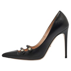 Gucci Black Leather Aneta Pointed Pumps Size 37