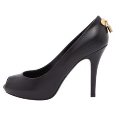 Louis Vuitton Black Leather Oh Really! Peep Toe Pumps Size 38