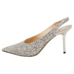 Jimmy Choo Metallic Glitter Ivy Pointed Toe Slingback Pumps Size 38