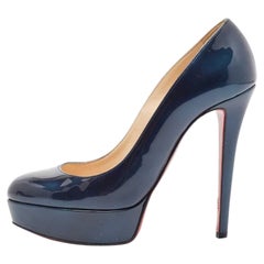 Christian Louboutin escarpins Bianca à plateforme en cuir verni turquoise, taille 37,5