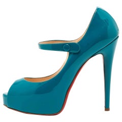 Christian Louboutin Blue Patent Bana Pumps Size 38.5