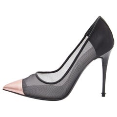 Tom Ford Black/Metallic Rose Pink Mesh and Leather Cap  Toe Pumps Size 38.5