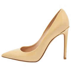 Louis Vuitton Beige Patent Leather Eyeline Pointed Toe Pumps Size 37