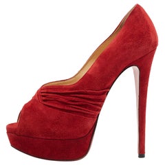 Christian Louboutin Red Suede Drapadita Pumps Size 38