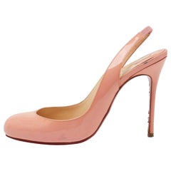 Christian Louboutin Peach Pink Patent Leather Fifi Slingback Pumps Size 36.5