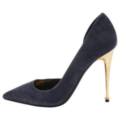 Tom Ford  Navy Blue Suede Pointed Toe Dorsay Pumps Size 38.5