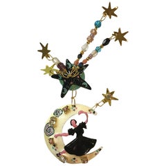 Retro Lunch at the Ritz 1980s Ballerina Shooting Stars Oversized Brooch Pin 