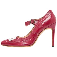 Manolo Blahnik Pink Patent Leather Mary Jane Pumps Size 36.5
