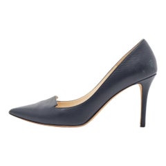 Jimmy Choo Dark Blue Leather Pointed Toe Pumps Size 38.5