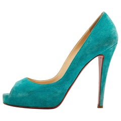 Christian Louboutin Turquoise Suede Very Prive Pumps Size 38.5