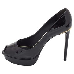 Louis Vuitton Black Leather Eyeline Platform Peep Toe Pumps Size 38