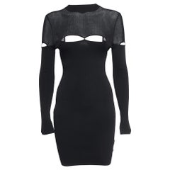 Nana Jacqueline Black Knit Cut Out Detail Long Sleeve Bodycon Dress M