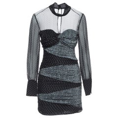 Zeynep Arcay Black Printed Chiffon Ruched Mini Dress S