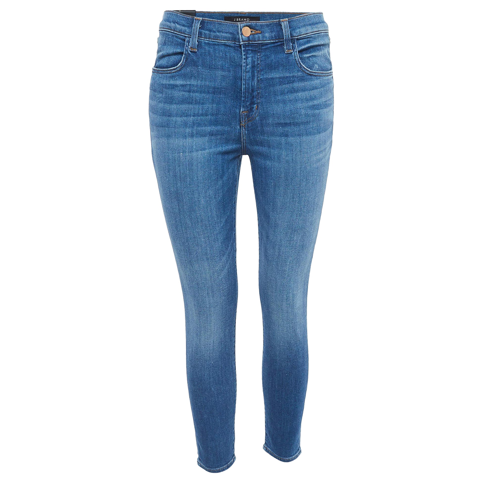 J Brand Blue Washed Denim High Rise Crop Jeans M Vita 29" in vendita