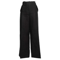 Gianfranco Ferre Vintage Black Linen Wide Leg Trousers L