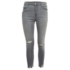 J Brand Grey Ripped Denim Distressed Hem Skinny Jeans M Waist 29"