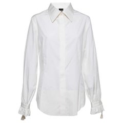 Gianfranco Ferre Off White Cotton Tassel Detail Button Front Shirt XL