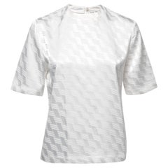 The Attico White Patterned Synthetic Half Sleeve Top XS 