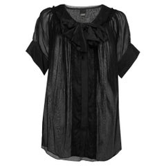 Gianfranco Ferre Black Cotton Bow Detail Button Front Blouse M