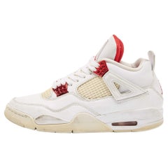 Air Jordans White Leather jordan 4 Retro Sneakers Size 43