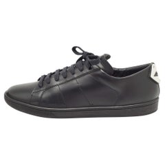 Saint Laurent Paris Black Leather Court Classic Lips Low Top Sneakers Size 40.5