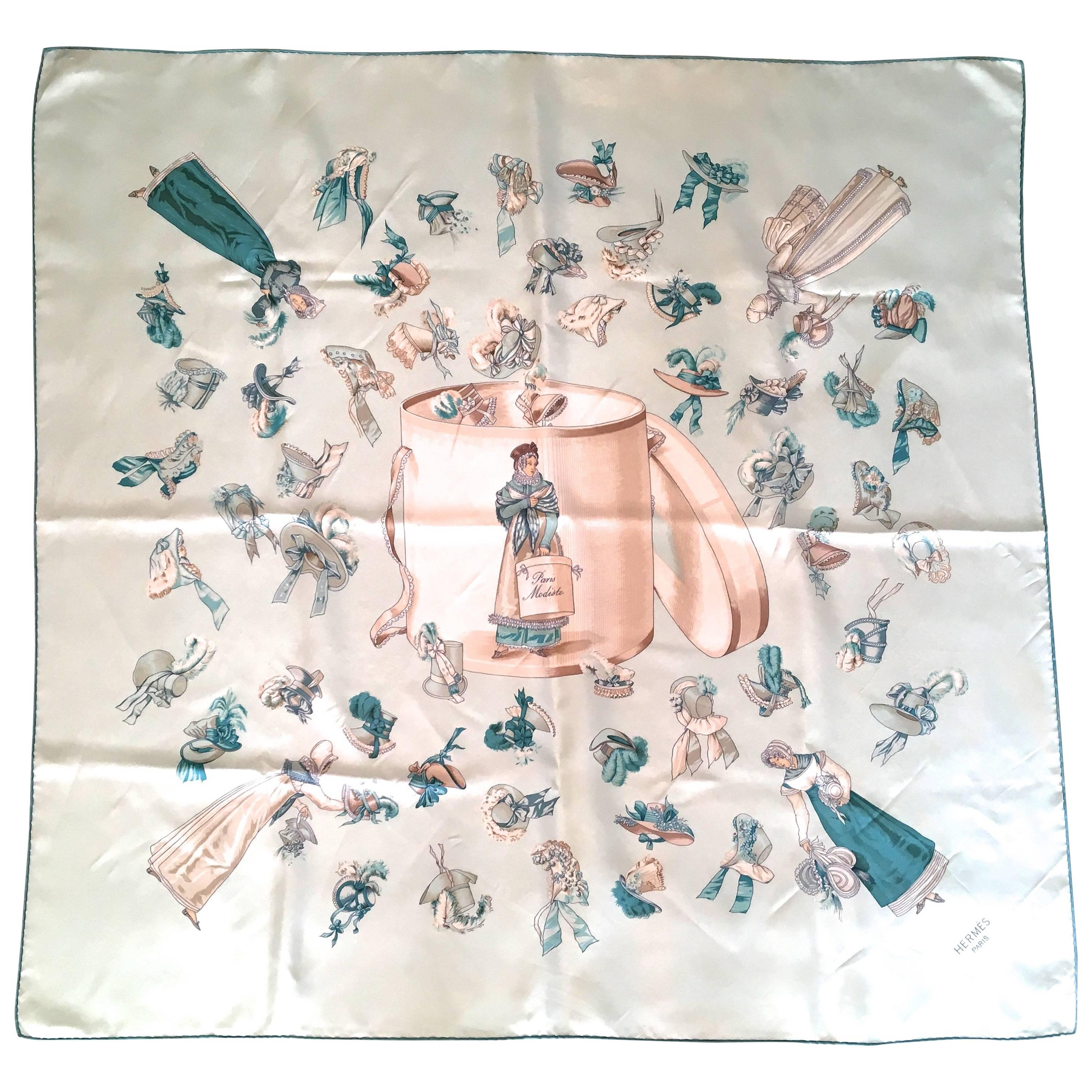 Rare Hermes Silk Scarf Paris Modiste For Sale at 1stDibs
