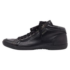 Prada Sports Black Leather High Top Sneakers Size 39