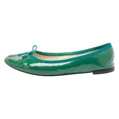 Repetto Green Patent Leather Bow Ballet Flats Size 38
