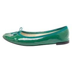 Ballerines Repetto en cuir verni vert avec nœud, taille 38