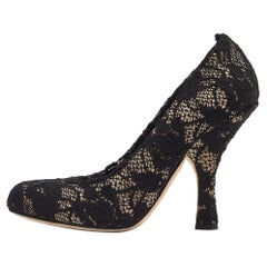 Dolce & Gabbana Black Lace Round Toe Pumps Size 37.5