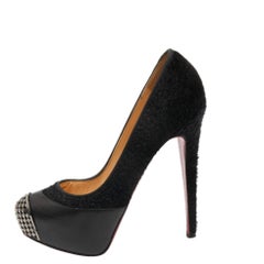 Christian Louboutin Black Leather and Calf Hair Maggie Pumps Size 38.5