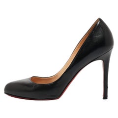 Christian Louboutin Black Leather Round Toe Pumps Size 38.5