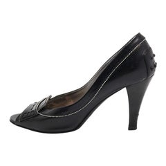 Tod's - Escarpins peep toes en cuir noir - Taille 36