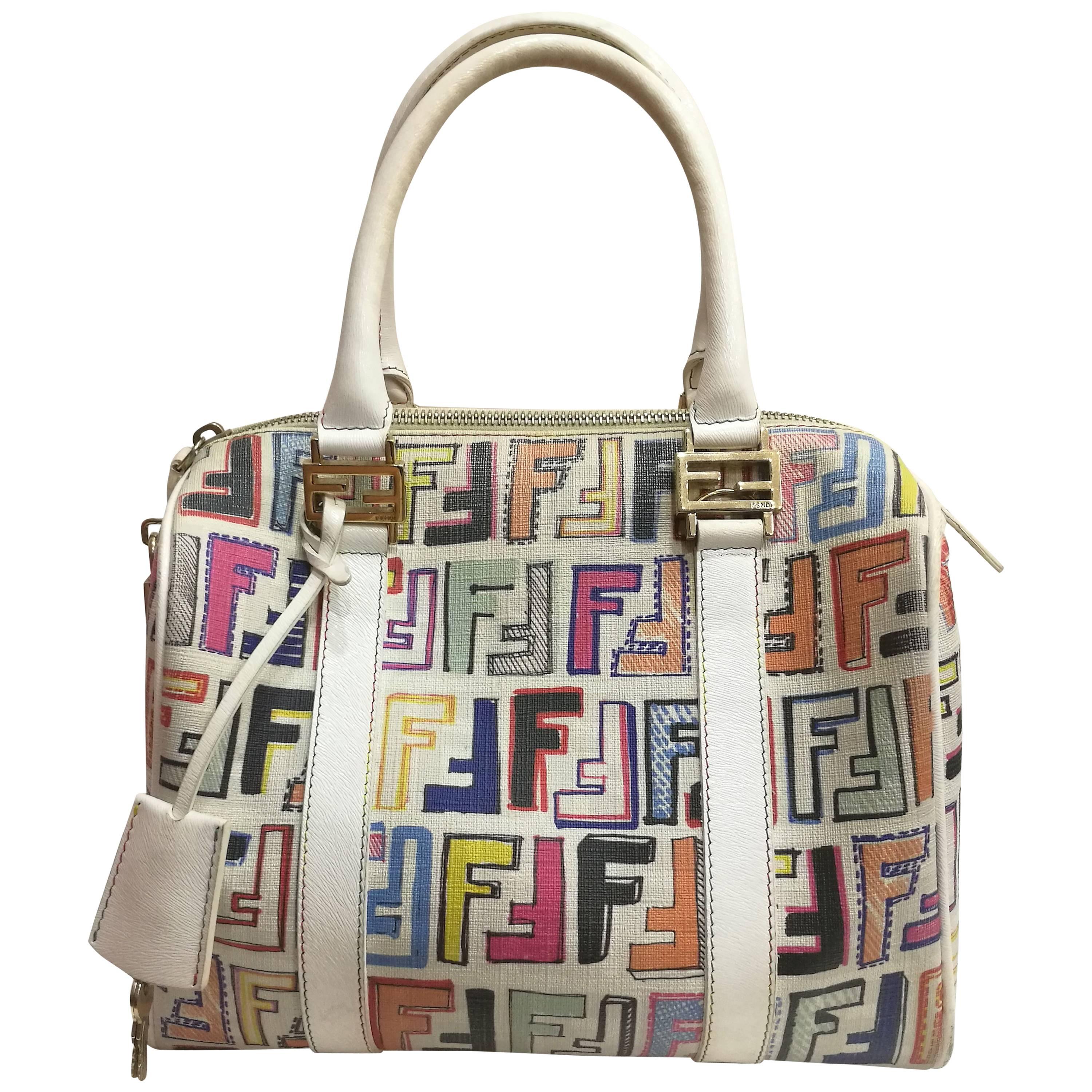 Fendi Rainbow Zucca Boston Bag