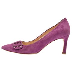 Used Tod's Purple Suede Buckle Pumps Size 40